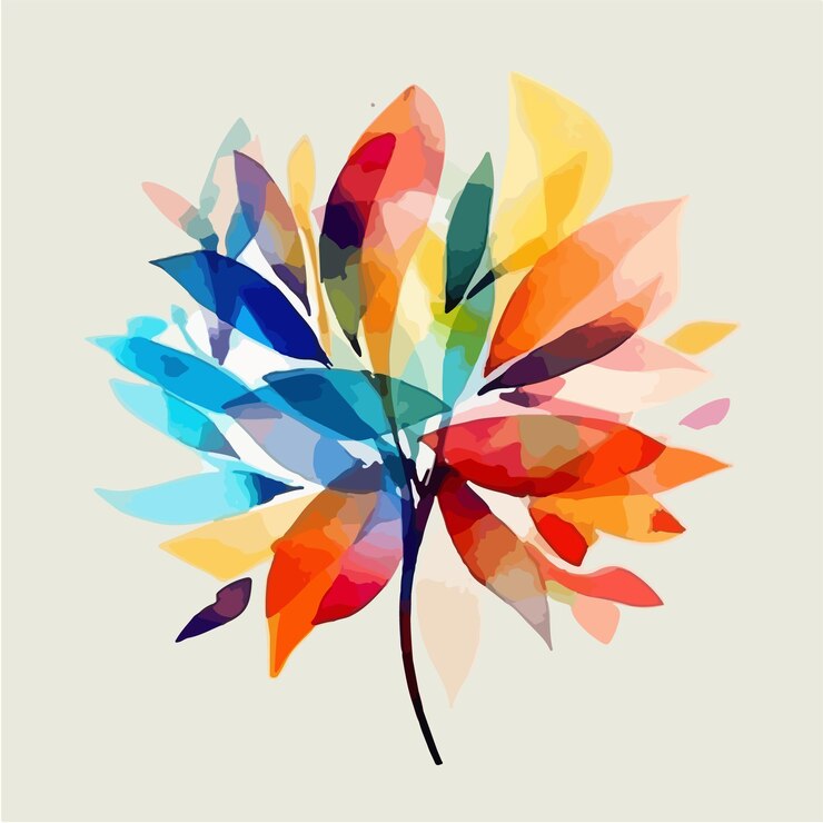Vector abstracto acuarela colorida flor fondo blanco colores planos ilustración vectorial arte digital