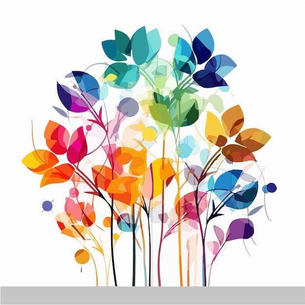 abstracto acuarela colorida flor fondo blanco colores planos ilustración vectorial arte digital
