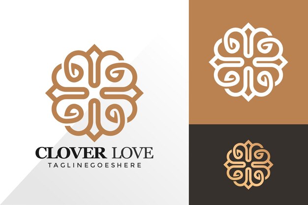 Abstracto adorno de amor de trébol logotipo y diseño de íconos concepto vectorial para plantilla