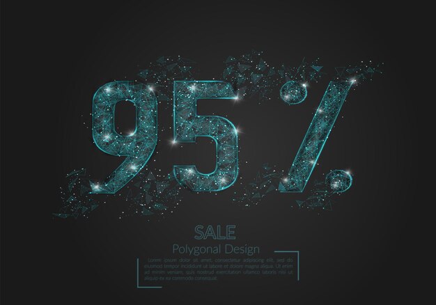 Abstracto aislado azul 95 concepto de venta Ilustración poligonal parece estrellas en el cielo nocturno deslumbrante