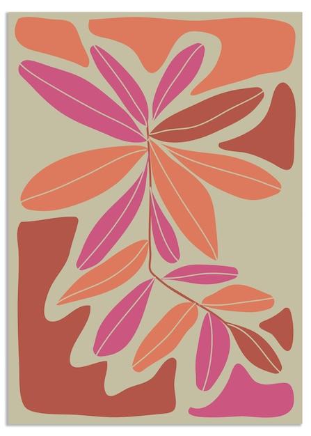 Abstracto arte floral de pared vectorial fondo de flor de primavera