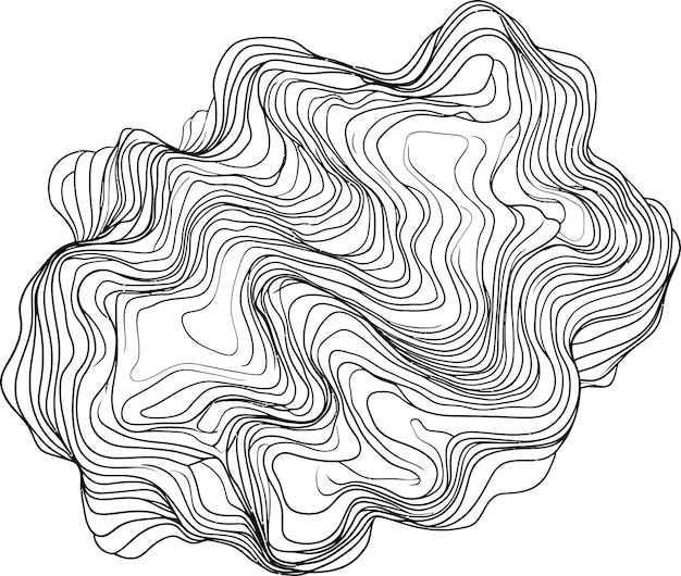 Abstracto Arte de líneas en blanco y negro Ilustración de patrones ondulados inspirados en topografía