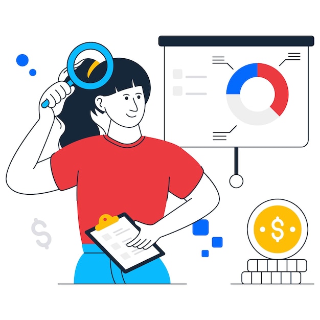Abstracto de auditoría financiera diseño de estilo vectorial ilustraciones de las existencias
