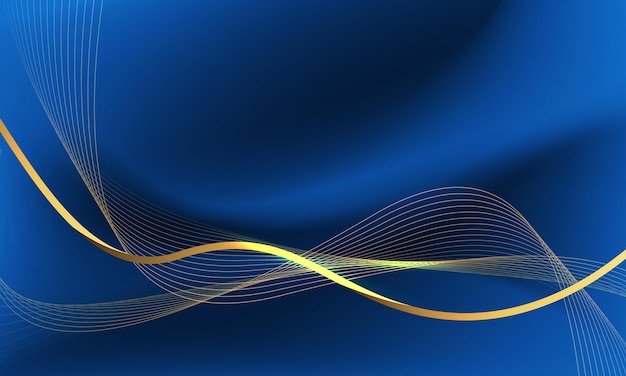 Abstracto azul dorado luz curva de onda de lujo con diseño de espacio en blanco vector de fondo creativo moderno