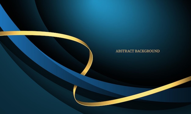 Abstracto azul dorado luz curva de onda de lujo con espacio en blanco para texto diseño de lugar vector de fondo creativo moderno