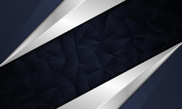 Abstracto azul marino oscuro y blanco metálico con fondo poligonal. Ilustración vectorial.