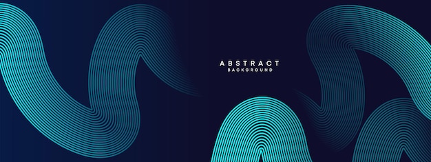 Abstracto Azul marino oscuro Líneas de círculos ondulantes Tecnología Fondo Líneas de gradiente azul Fondo