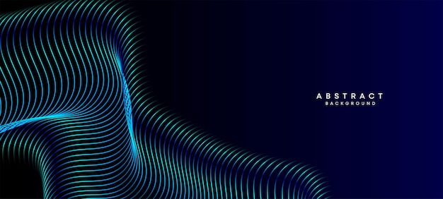 Abstracto Azul marino oscuro Líneas de círculos ondulantes Tecnología de fondo Líneas gradientes Holo modernas Forma