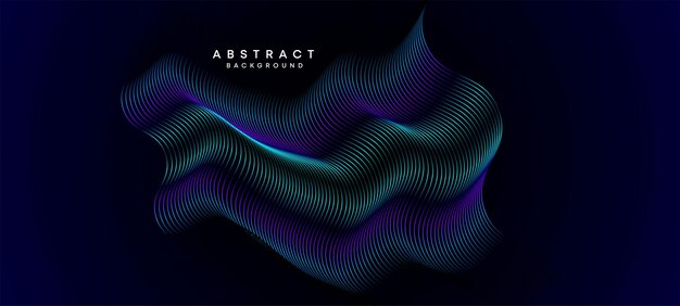 Abstracto Azul marino oscuro Líneas de círculos ondulantes Tecnología de fondo Líneas gradientes Holo modernas Forma