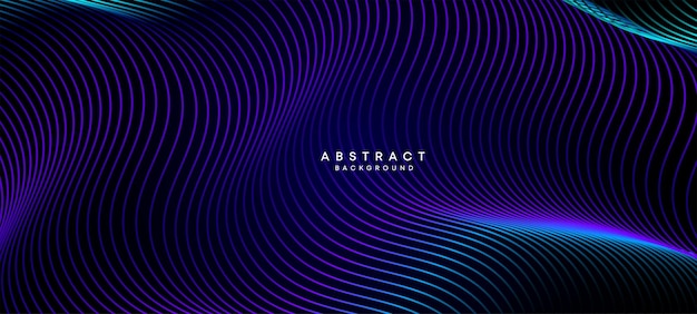 Abstracto Azul marino oscuro Líneas de círculos ondulantes Tecnología de fondo Líneas gradientes Holo modernas Forma