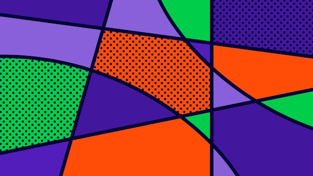 Abstracto azul naranja verde Modelo geométrico de arte pop