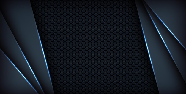Abstracto azul oscuro fondo claro formas de gradiente azul marino patrón de malla hexagonal decoración