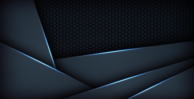 Abstracto azul oscuro fondo claro formas de gradiente azul marino patrón de malla hexagonal decoración