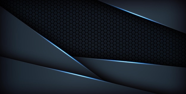 Abstracto azul oscuro fondo claro formas de gradiente azul marino patrón de malla hexagonal decoración