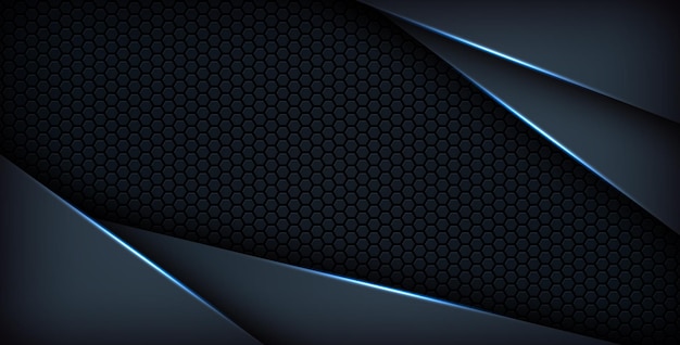 Abstracto azul oscuro fondo claro formas de gradiente azul marino patrón de malla hexagonal decoración