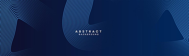 Abstracto Azul oscuro Líneas de círculos ondulantes Tecnología Fondo Gradiente moderno con líneas brillantes Forma geométrica brillante y diagonal para portada de folleto cartel encabezado de sitio web