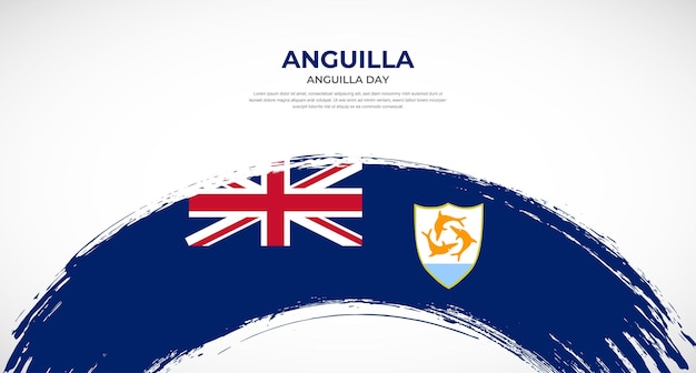 Abstracto de la bandera de Anguila en la ilustración del vector de efecto de trazo de pincel redondeado
