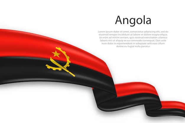 Abstracto Bandera ondulada de Angola sobre un fondo blanco