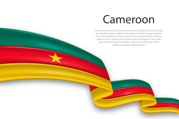 Abstracto Bandera ondulada de Camerún sobre un fondo blanco