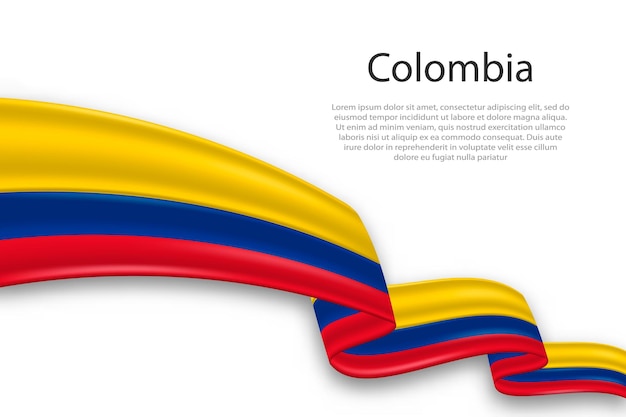 Abstracto Bandera ondulada de Colombia sobre un fondo blanco