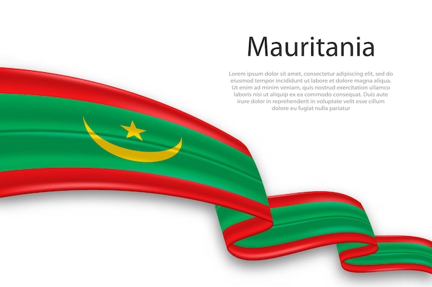 Abstracto Bandera ondulada de Mauritania sobre un fondo blanco