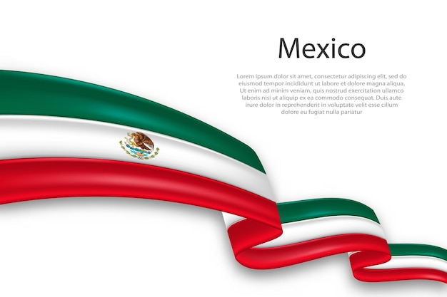 Abstracto Bandera ondulada de México sobre un fondo blanco