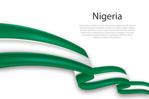 Vector abstracto bandera ondulada de nigeria sobre un fondo blanco