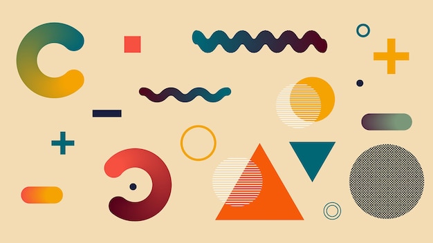Abstracto Bauhaus Memphis fondo con diferentes formas geométricas Retro fondo geométrico abstracto