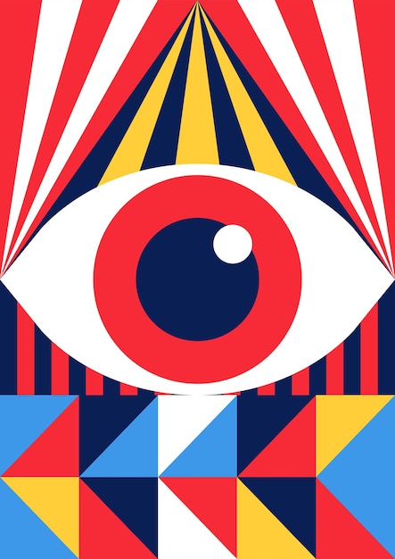 Abstracto Bauhaus poster de ojos estilo geométrico minimalista de los años veinte