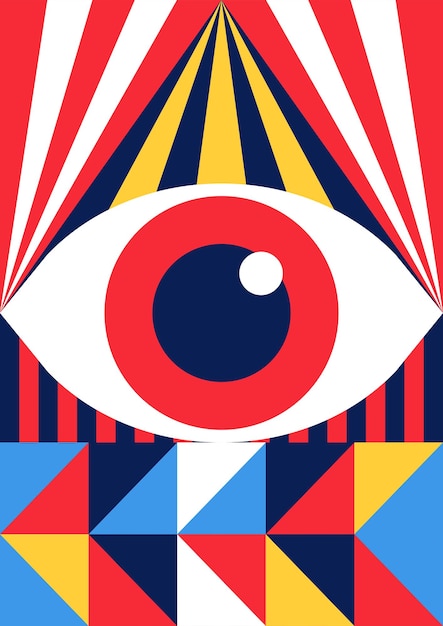 Abstracto bauhaus poster de ojos estilo geométrico minimalista de los años veinte