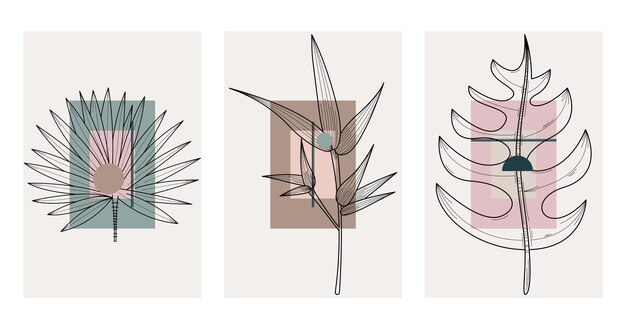 Abstracto boho botani arte de la pared decoración de fondo