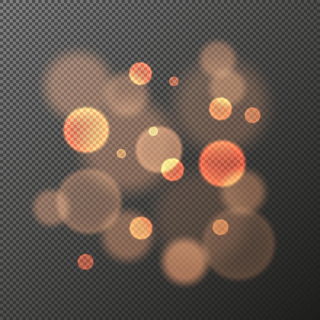 Abstracto bokeh dorado brillante aislado en fondo negro Efecto de luces borrosas suaves