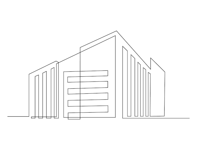 Abstracto casa moderna ciudad horizonte continuo dibujo de arte en línea ilustración vectorial