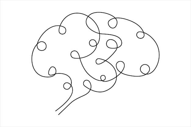Abstracto Cerebro Una ilustración minimalista de arte de líneas del cerebro humano