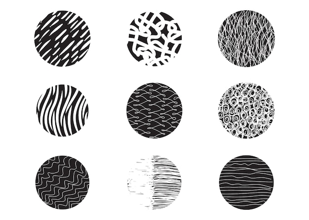 Abstracto círculo forma redonda textura fondos línea garabateo manchas ondas gotas patrones curvas