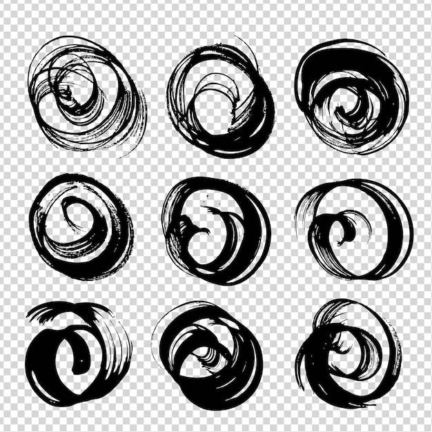 Abstracto círculo manchas de textura negra aisladas en imitación de fondo transparente