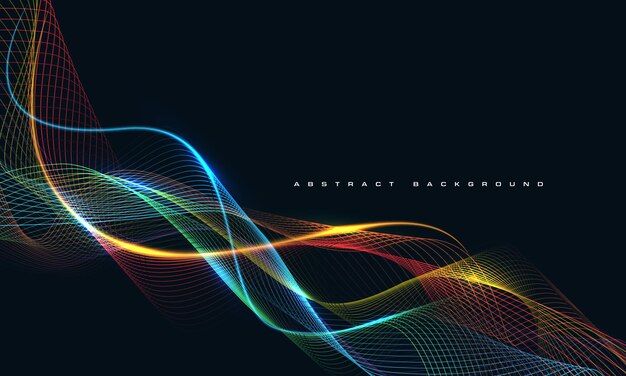 Abstracto colorido curva de onda superposición en diseño negro vector de fondo de tecnología futurista moderna