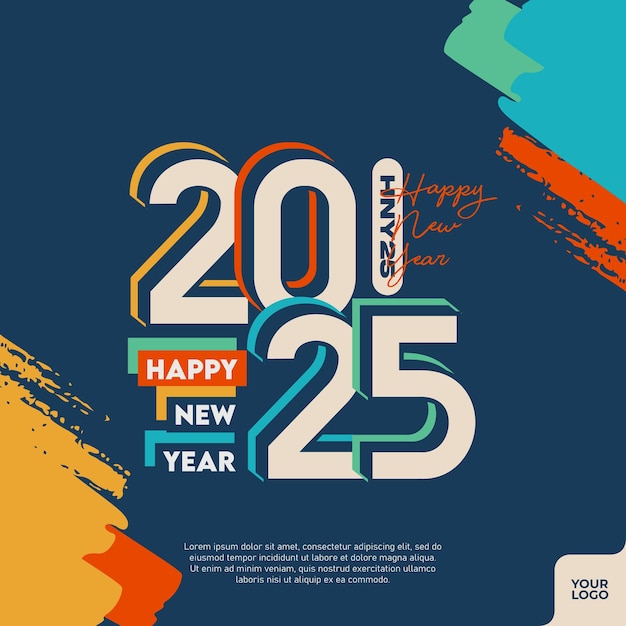 Abstracto colorido feliz año nuevo 2025