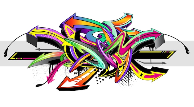 Abstracto colorido fondo de arte de grafiti flechas vectoriales decorativas en estilos de grafiti