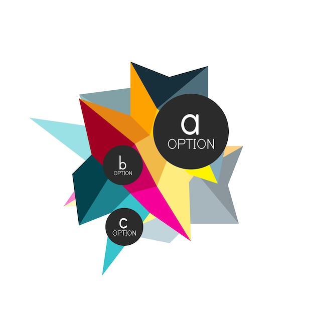Abstracto colorido opción geométrica plantilla de diseño de infografías con muestras de opciones abc fondo abstracto para presentación de negocios o banner de información