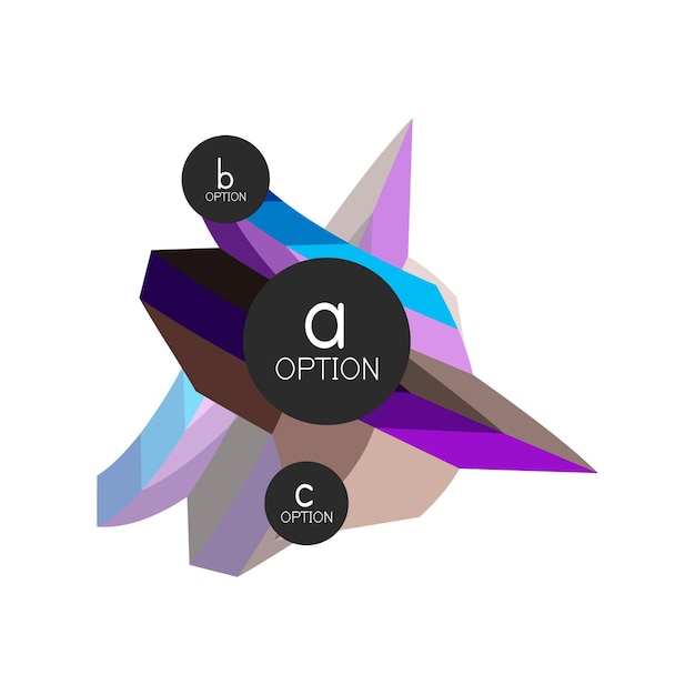 Abstracto colorido opción geométrica plantilla de diseño de infografías con muestras de opciones abc fondo abstracto para presentación de negocios o banner de información