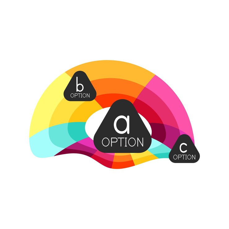 Vector abstracto colorido opción geométrica plantilla de diseño de infografías con muestras de opciones abc fondo abstracto para presentación de negocios o banner de información