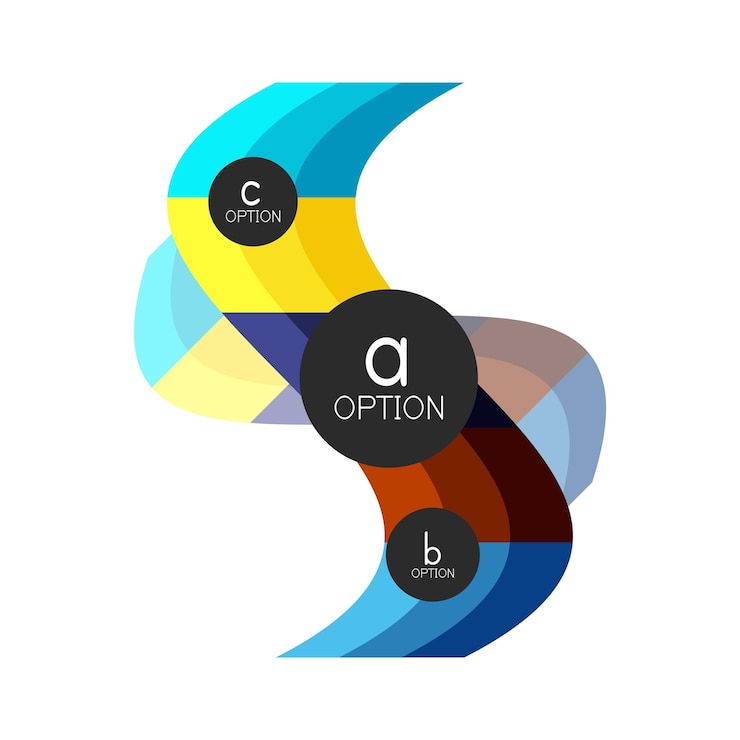 Vector abstracto colorido opción geométrica plantilla de diseño de infografías con muestras de opciones abc fondo abstracto para presentación de negocios o banner de información