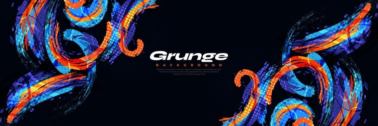 Vector abstracto y colorido pincel de fondo azul y naranja grunge de fondo deporte banner pincel trazo ilustración rasguño y textura elementos para el diseño
