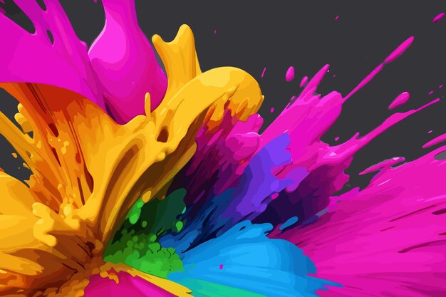 Vector abstracto colorido salpicaduras multicolores con una onda de líquido generativo ai fondo