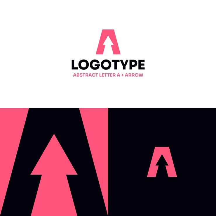 Vector abstracto un concepto de letra de logotipo minimalismo moderno diseño plano flecha hacia arriba crecimiento rosa