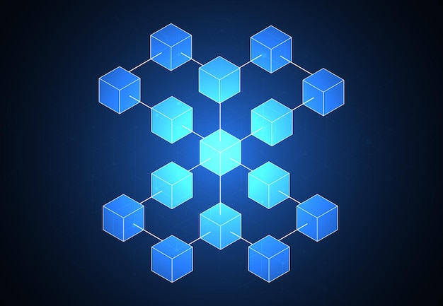 Abstracto concepto de tecnología digital blockchain Diseño de grandes datos Ilustración vectorial