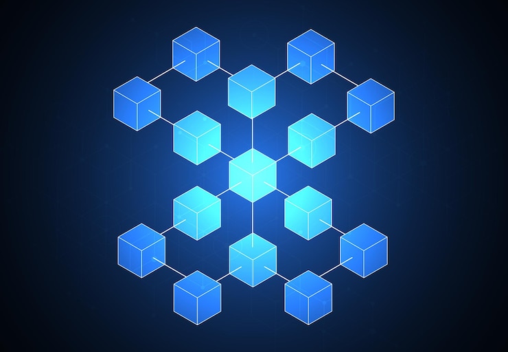 Vector abstracto concepto de tecnología digital blockchain diseño de grandes datos ilustración vectorial