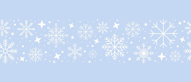 Abstracto copo de nieve borde sin costuras copos de nieve patrón sin costuras fondo de repetición de la nevada tema de vacaciones de invierno fondo sin costuras con copos de Nieve ilustración vectorial