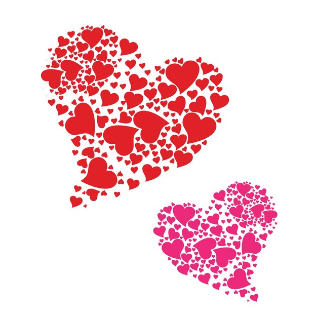 Abstracto corazones rojos fondo aislado